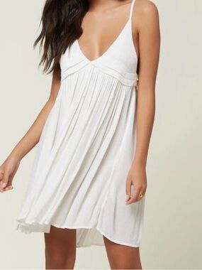O’Neill Saltwater Solids Tank Top Dress Cover-Up in White Sundress Size XL